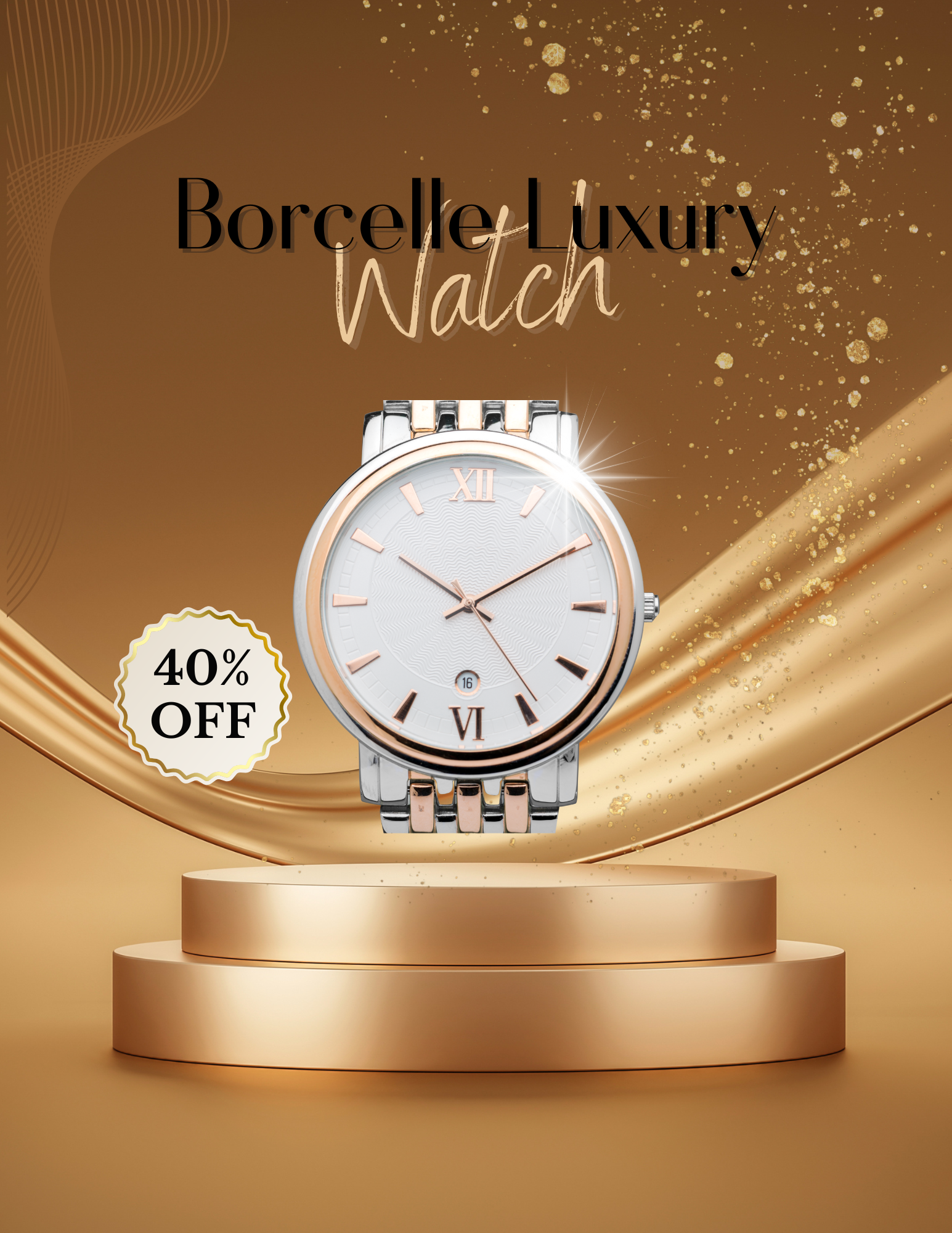 Gold and Beige Elegant Luxury Watch Flyer